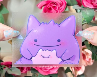 Ditto Gengar Large Peeker Stickers | Cute Glossy Waterproof + Weatherproof Decals | Car Sticker | Decorative Decal