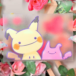 Ditto Mimikyu Large Peeker Stickers | Cute Glossy Waterproof + Weatherproof Decals | Car Sticker | Decorative Decal