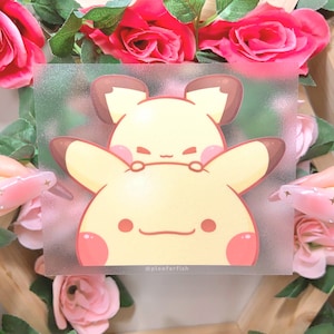 Dittochu + Pichu Large Peeker Stickers | Cute Glossy Waterproof + Weatherproof Decals | Car Sticker | Decorative Decal