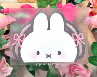 Adesivi grandi di Miffy con le cuffie / Adesivi carini lucidi impermeabili e resistenti alle intemperie / Adesivo per auto / Decalcomania decorativa