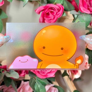 Ditto Charmander Large Peeker Stickers | Cute Glossy Waterproof + Weatherproof Decals | Car Sticker | Decorative Decal