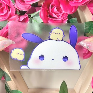 Grands autocollants Peeker blanc avec oreilles souples | Adorables décalcomanies brillantes imperméables et résistantes aux intempéries | autocollant de voiture | Sticker décoratif
