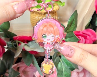 Cardcaptor Sakura & Kero Glitter Acrylic Charms | Double-sided Keychain | Anime Charm
