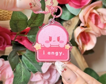 i angy. Kirbo Glitter Acrylic Charms | Double-sided Keychain | Anime Charm