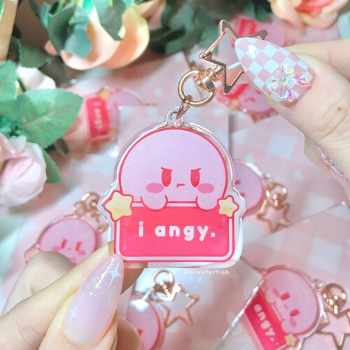 Kirby Acrylic Liquid Shaker Charm Keychain Etsy