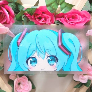 Hatsune Miku grote gluurstickers | Leuke glanzende waterdichte en weerbestendige stickers | Autosticker | Decoratieve sticker