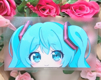 Hatsune Miku Large Peeker Stickers | Cute Glossy Waterproof + Weatherproof Decals | Car Sticker | Decorative Decal