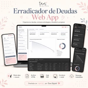 Rastreador de Deudas Web App | Tracker de Deudas Digital | Plan de Pago de Deudas | Finanzas Personales Control de deudas | Descarga digital
