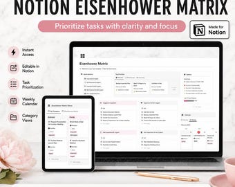 Notion Eisenhower Matrix Template | Task Manager Dashboard | Priority Matrix Tracker | Digital Download