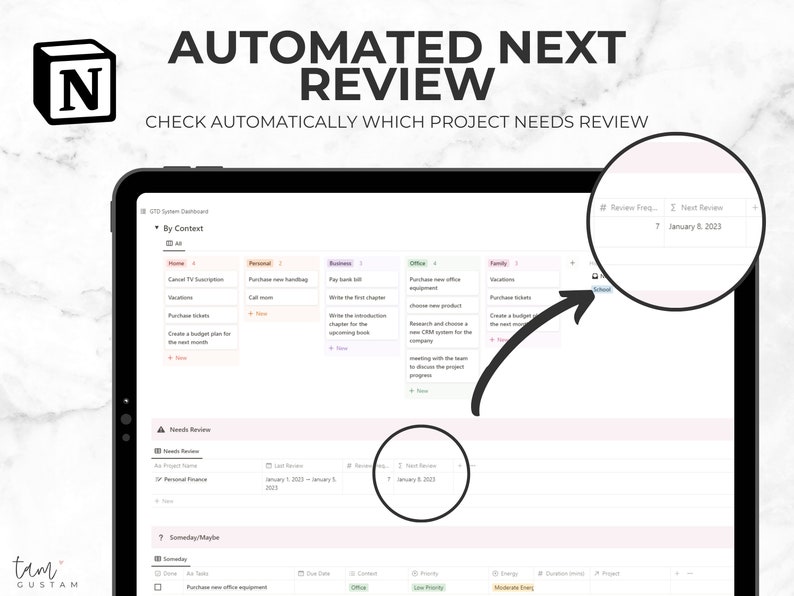 GTD Notion Template GTD Notion Dashboard GTD Planner Etsy