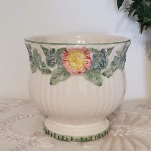 Vintage Floral 50s Large Plant Pot Indoor Planter