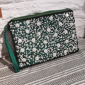 Bolso de mano vintage con cuentas, estilo años 70