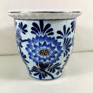 Vintage Oriental Floral Print Indoor Decorative Plant Pot
