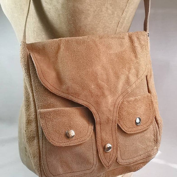 1970's Vintage Suede Satchel Shoulder Handbag