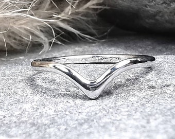 Polished Wishbone Chevron Ring Sterling Silver 925