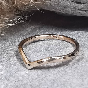 14k Gold Filled Hammered Wishbone Chevron Ring