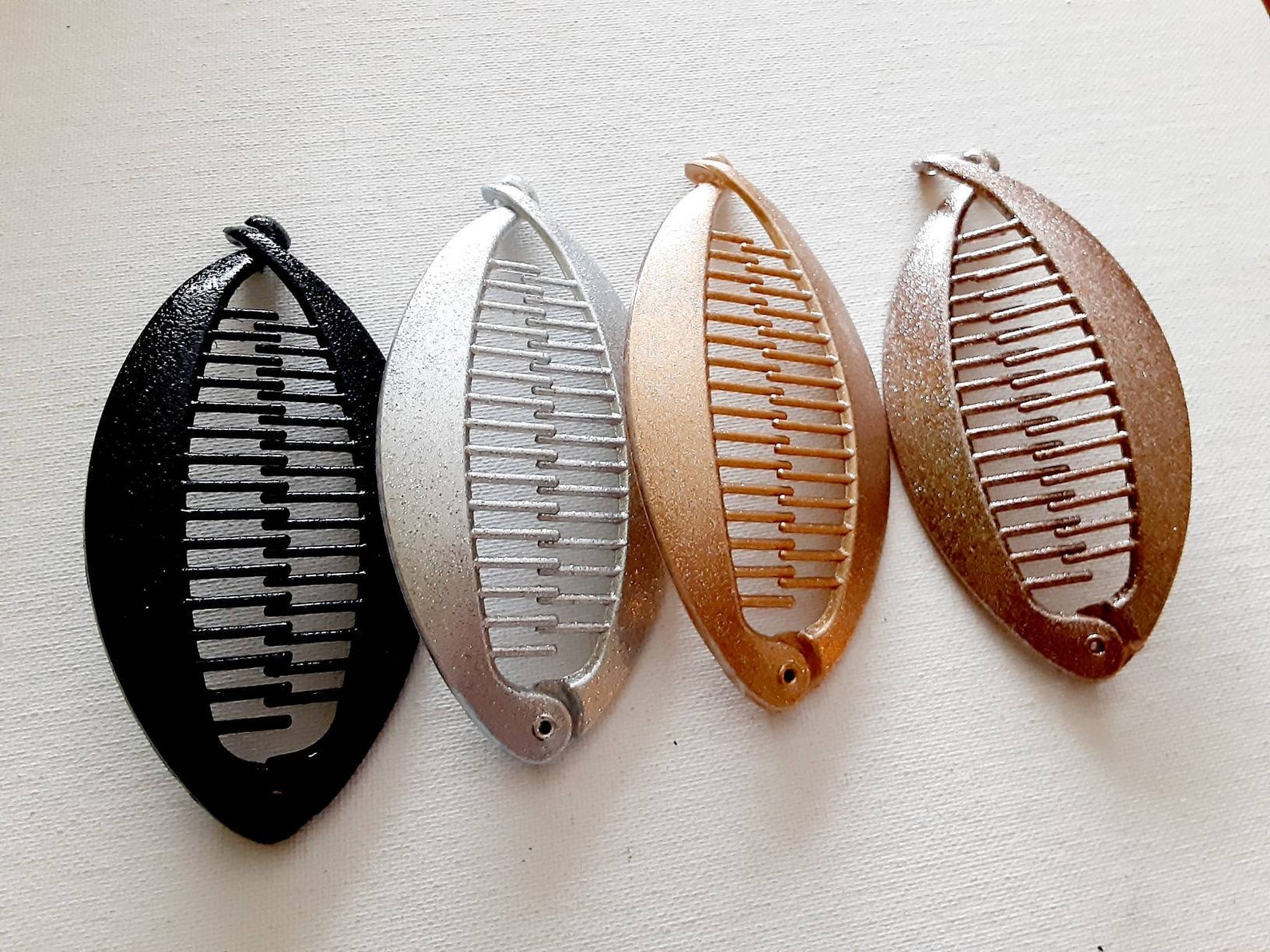 Black Banana Hair Combs Ponytail Holder 4 1/2 Long Etsy