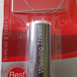 May include: A package containing a spool of brown weaving thread and three silver weaving needles. The package is labeled "Weaving Combo" and "Best for Weaving".
