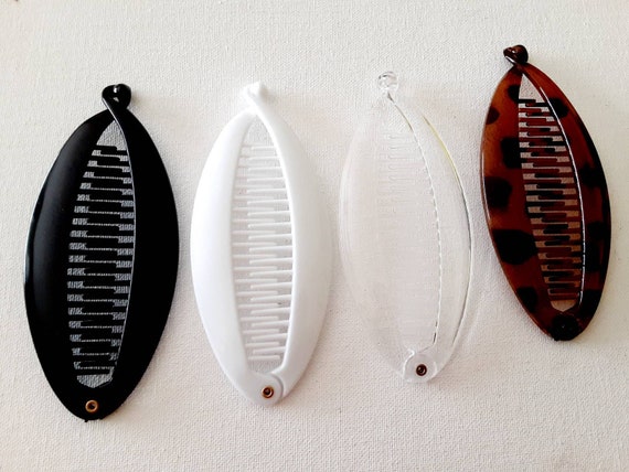 Black Hair Banana Hair Combs Ponytail Holder 5 1/2" Long Banana Claw Clip Black Hair Banana Hair Combs Ponytail Holder 5 1/2" Long Banana Claw Clip
