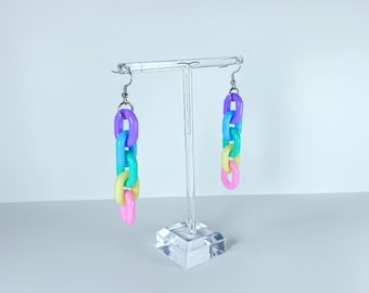 Pastel Rainbow Chain Earringz