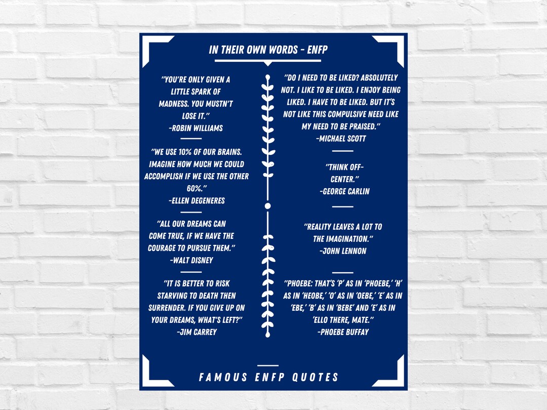 ENFP Quotes From Famous Enfps - MBTI Art Poster - Etsy