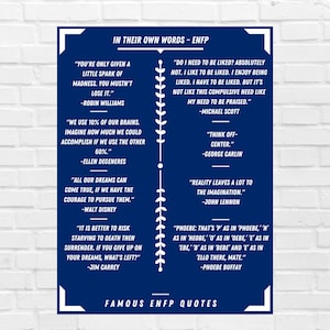 ENFP Quotes from Famous ENFPs - MBTI Art Poster