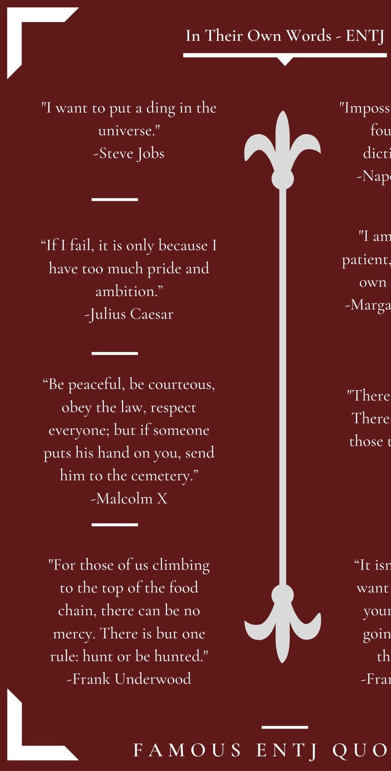 Entj Text ENTJ Quotes From Famous Entjs - MBTI Art Poster - Etsy