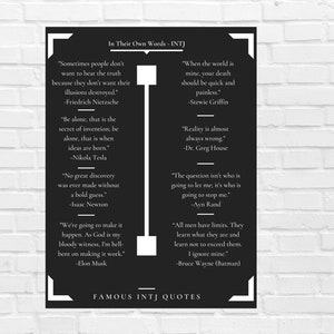 INTJ Quotes from Famous INTJs - MBTI Art Poster
