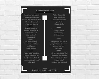INTJ Quotes from Famous INTJs - MBTI Art Poster