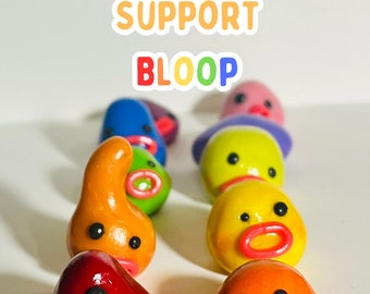Emotional Support Bloops - Handmade Polymer Clay Figurine - Tiny Clay Blobs - Blob Figurine - Desk Buddy - Houseplant Decor - Worry Buddy