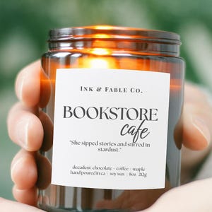 Bookstore Cafe Soy Candle: Coffee & Chocolate Scent, Wooden Wick