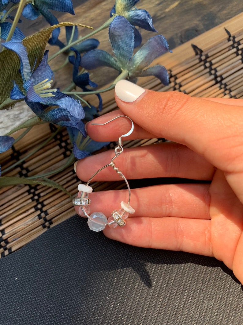 Clear white bling earrings