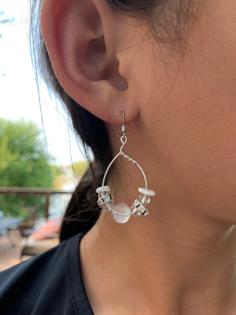 Clear white bling earrings