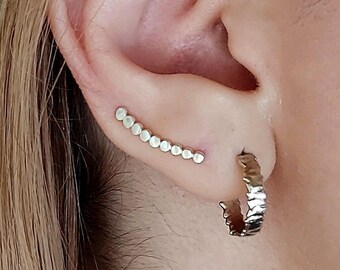 Orecchini a clip con perline in argento sterling fatti a mano, orecchini a clip con perline minimaliste e curve, gioielli per donna