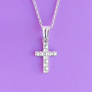 SMALL CROSS necklace for women, 925 Sterling Silver Pendant, Delicate Cross Charm, Religious Pendant, Birthday Gift for Mom, Simple cross