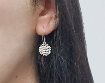 925 Silver Simple Disc Earrings for women, Small Handmade everyday dainty Coin Jewelry, Minimalist Style delicate fashion gift for mother