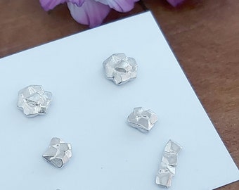 Tiny SILVER STUDS, Minimalist Earrings, Mismatched studs, Delicate Studs, Bar studs, geometric studs, sterling silver studs set, small studs