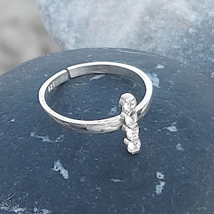 CRYSTAL BAR RING Sterling Silver Open Statement Ring with a delicate Swarovski line • One Size Adjustable • 925 gift for girlfriend, mother