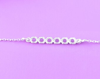 Sterling Silver DAINTY NECKLACE • Short delicate chain for layering with Textured circles • 925 Silver friendship gift, mom, daughter gift