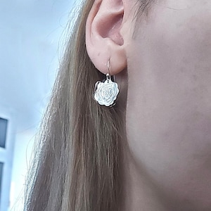 Sterling Silver FLOWER EARRINGS, Dangle Roses Earrings Hypoallergenic, Birth Flower Earrings, Cute Earrings, Gift for daughter Greek Jewelry