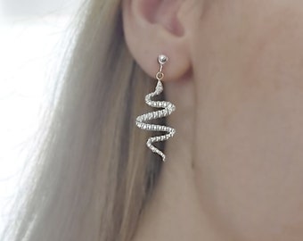 SNAKE EARRINGS, Long Earrings, Statement Earrings Silver, Cobra Earrings, Mythology Earrings, Delicate Earrings, 925 Sterling Silver, gift