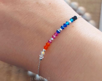Delicate Silver Bracelet with Small Beads, Dainty Beaded Multicolor Gift Bracelet, Elegant Thin Colorful Bridesmaid Friendship Bracelet
