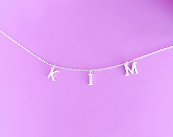 PERSONALIZED NAME NECKLACE • Spaced Letter Necklace • Hanging Custom Letters Necklace • Trending Initials Name Necklace •925 Sterling Silver