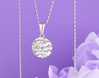 PENDANT EARRINGS SET Delicate Coin Disc Necklace & Bold Glowing Hammered Earrings • Round 925 Sterling Silver Chunky Earrings for women