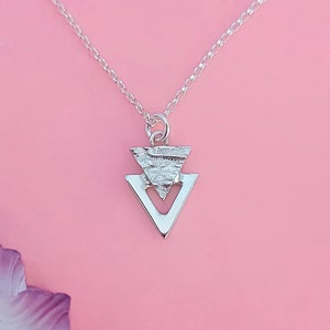 Geometric Pendant Necklace, Triangle Necklace, Sterling Silver Necklaces for women, Minimalist Pendant, Everyday Necklace, Geometric Pendant