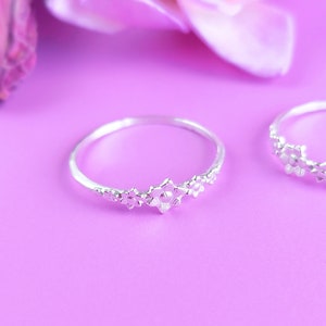 Birth FLOWER DAINTY RING Very Thin Sterling Silver Ring Band Stackable • 925 Aesthetic Trending 2022 Rings •  Simple & Minimalist