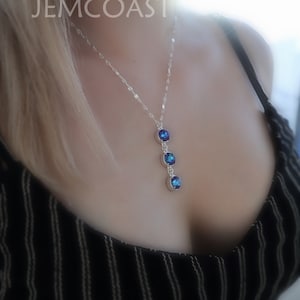 SWAROVSKI Blue / Purple CRYSTAL NECKLACE • Dangle Earrings • 925 Sterling Silver • Delicate • Silver color