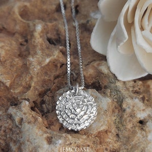 Minimalist Necklace for women Sterling Silver, delicate nugget pendant, simple formal Handmade Jewelry Round charm choker, ultra thin chain