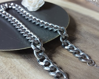 THICK CHUNKY NECKLACE, Stainless Steel Jewelry, Ultra Large Chain Choker, Silver Non Tarnish Curb Chain, Unisex Womens Chain Christmas Gift