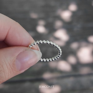 925 Sterling Silver Beaded Ring • Dainty Stacking Ring for women • Minimalist Bead Band • Everyday Silver Jewelry • Gift for Her • Thin Band